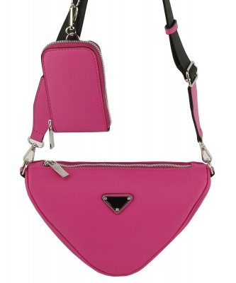 Fashion Triangle 2-in-1 Crossbody Bag LHU467 FUSCHIA